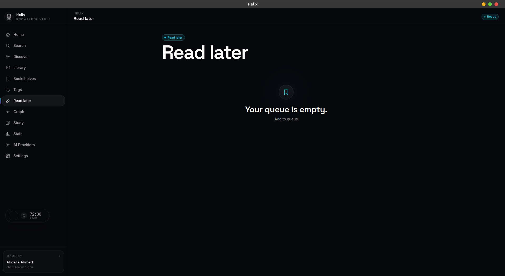Discover page with random articles
